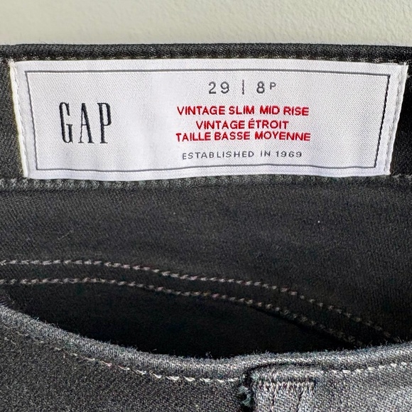 GAP Black Coated Vintage Slim Mid Rise 29 / 8P – Stretch Zip-Up Ankle Jeans - Picture 3 of 3